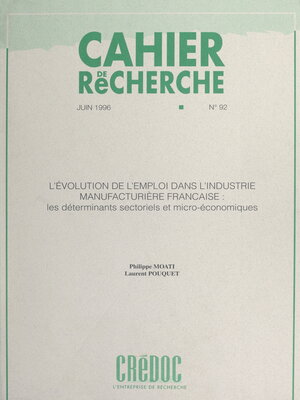 cover image of L'évolution de l'emploi dans l'industrie manufacturière française